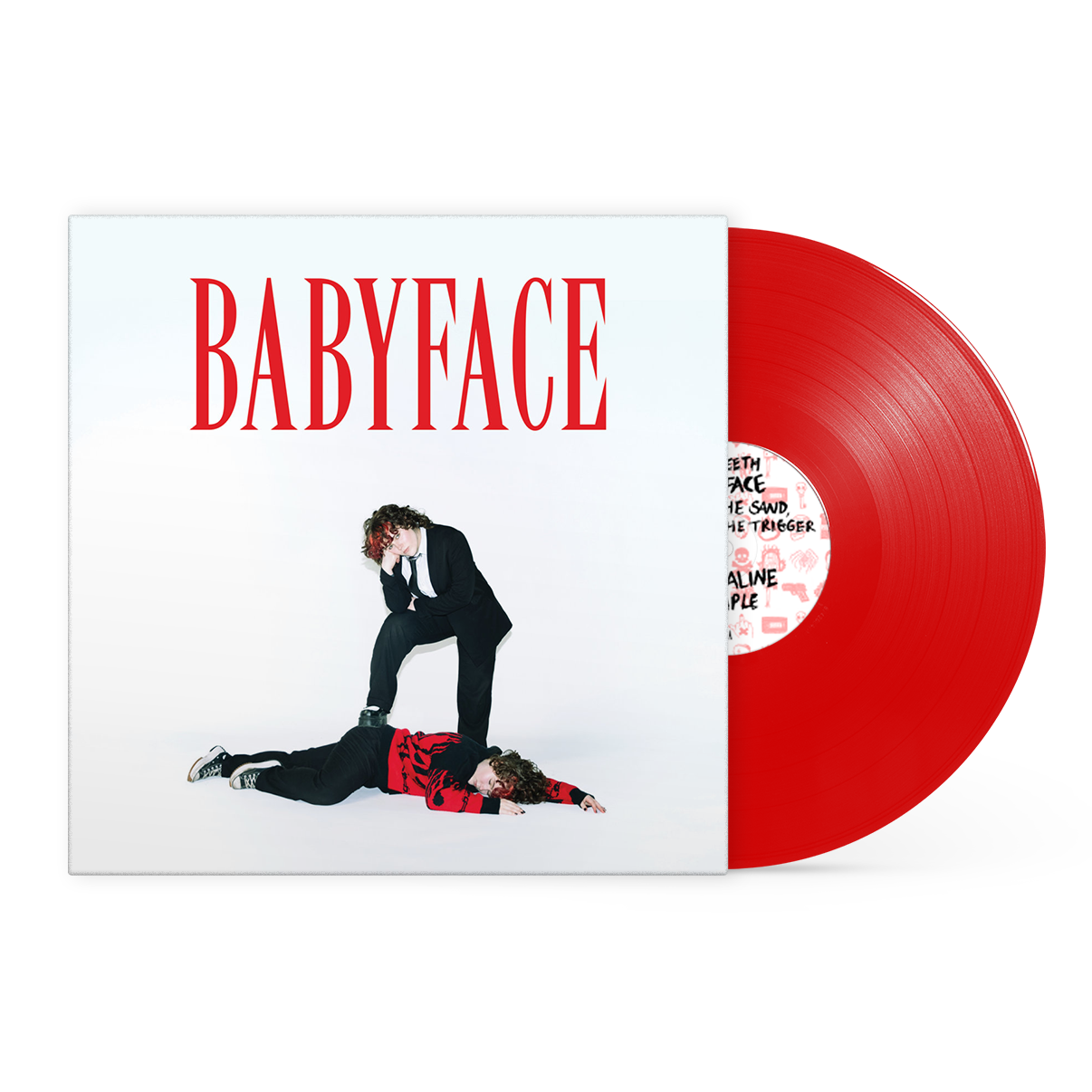 Red vinyl record album cover featuring BABYFACE, embodying queer rage and alt-rock anthems
