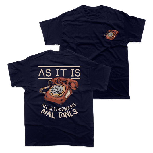 Navy Dial Tones T-Shirt with vintage telephone printed design front and back