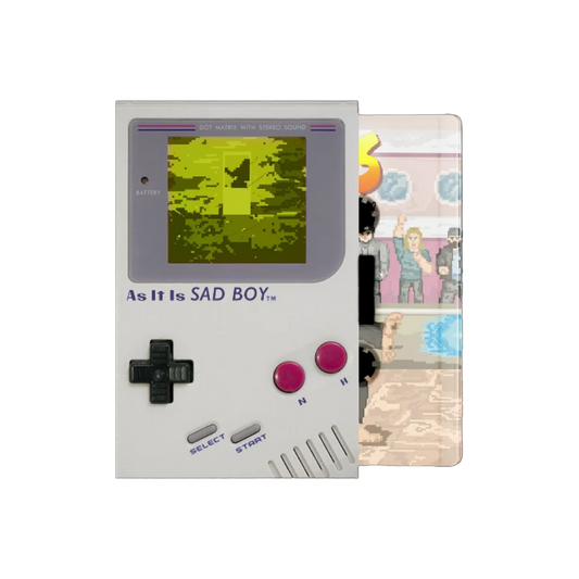 White handheld game console from AS IT IS - Never Happy, Ever After - Cassette featuring harder sound