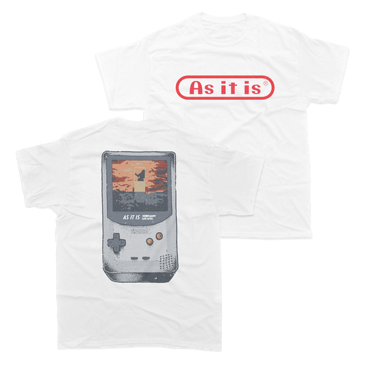 Two white Gameboy T-shirts from As It Is Never Happy Ever After X Slam Dunk Records POD