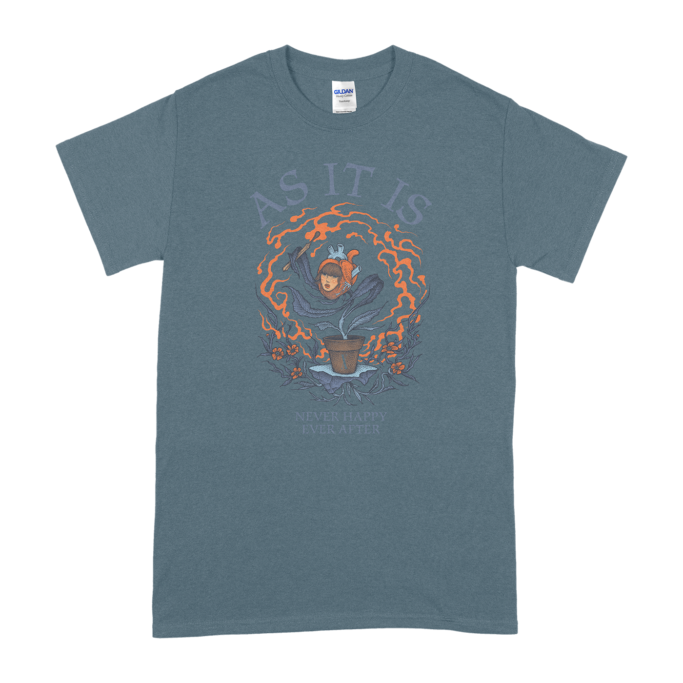 Blue plant woman t-shirt with graphic from As It Is Never Happy Ever After X collection