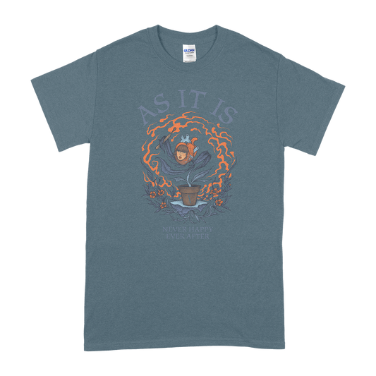 Blue plant woman t-shirt with graphic from As It Is Never Happy Ever After X collection