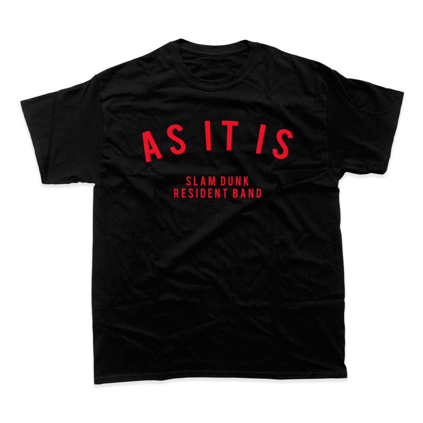 Black Resident Band T-shirt featuring red printed design with AS IT IS and SLAM DUNK logo