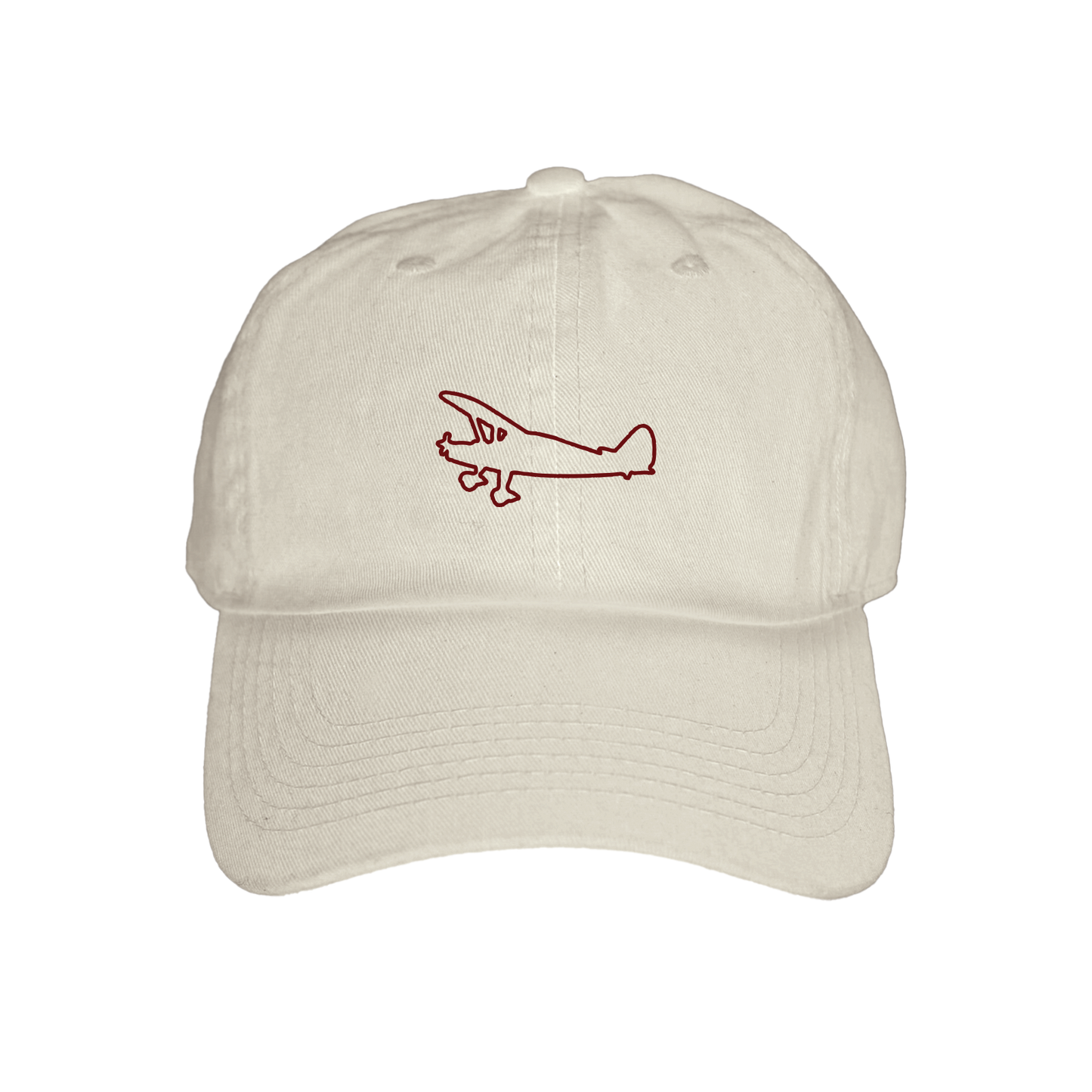 White beauty school plane cap featuring airplane design, perfect for casual wear