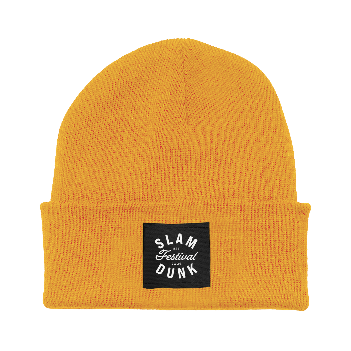Yellow knit beanie with logo for SINCE 06 BEANIE MUSTARD product