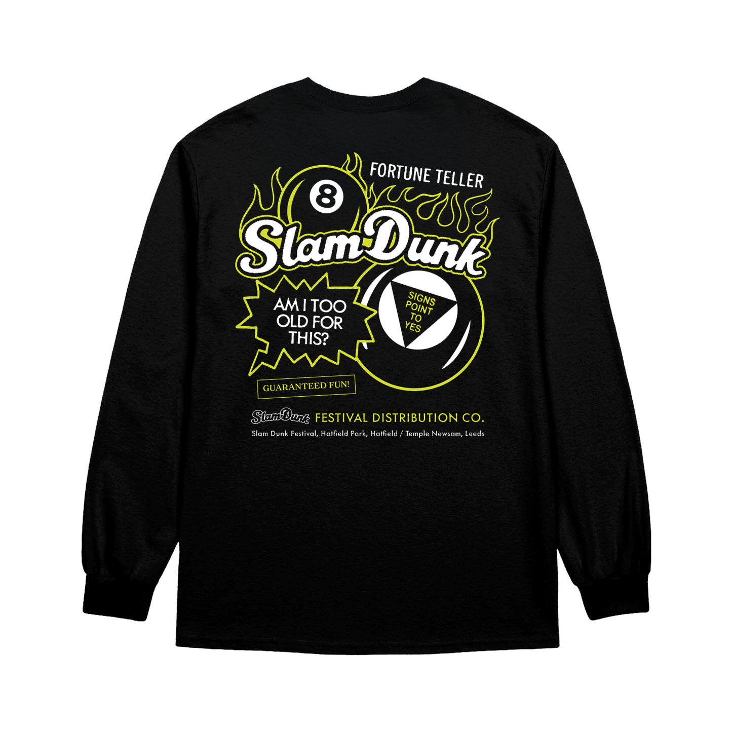 Black long-sleeved SLAM DUNK 8 BALL LONGSLEEVE shirt with printed design