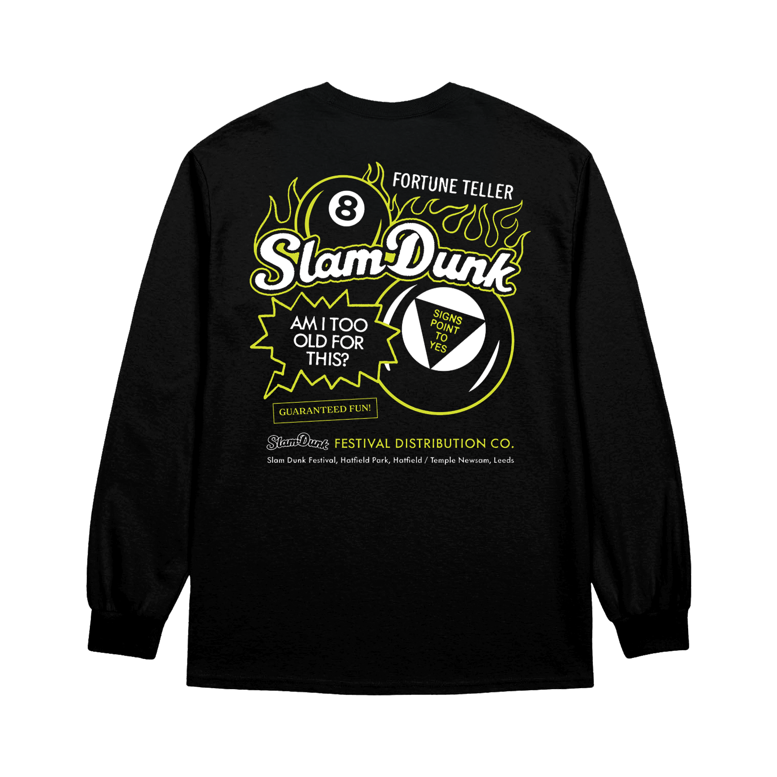 Black long-sleeved SLAM DUNK 8 BALL LONGSLEEVE shirt with printed design