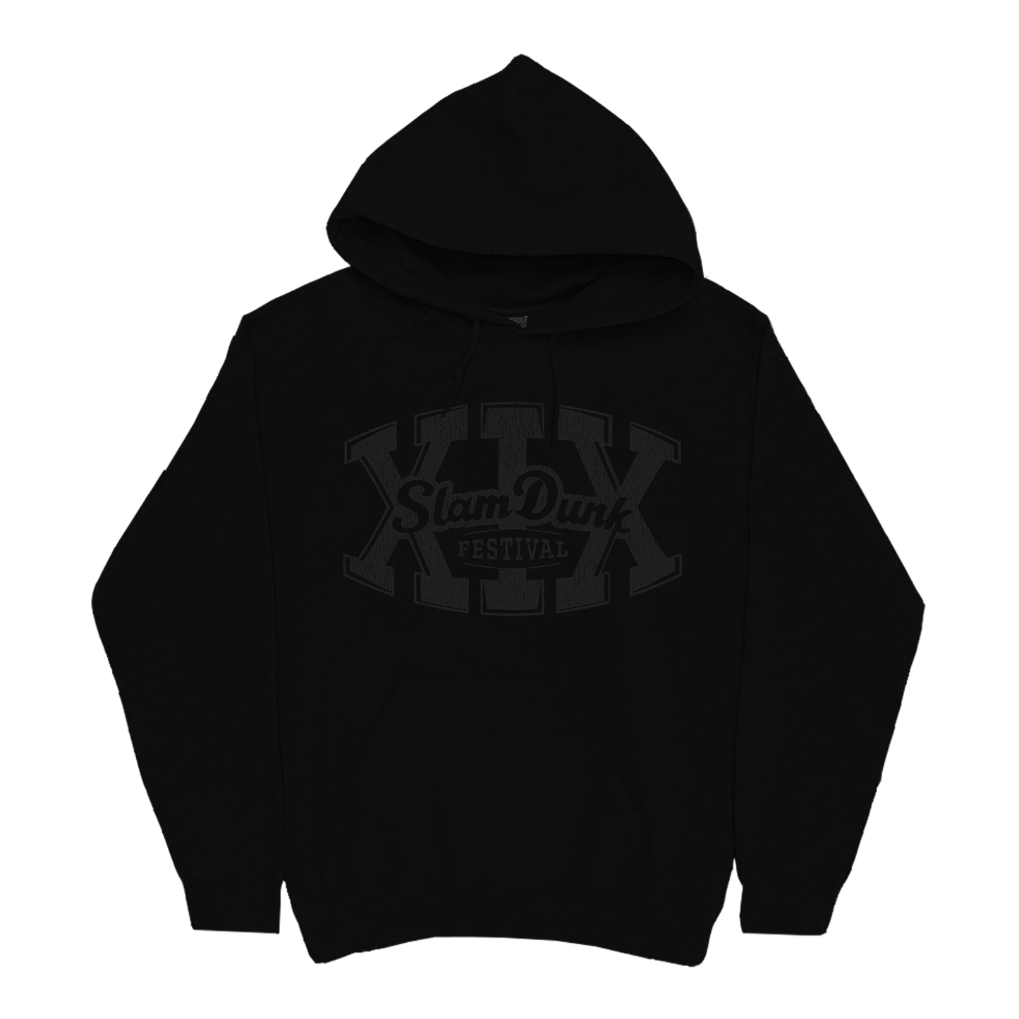 Black Hooded Sweatshirt - XIX Hoodie in Black/Black with Printed Design
