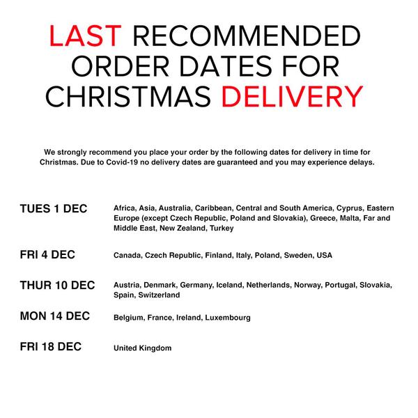 RECOMMENDED ORDER DATES FOR CHRISTMAS