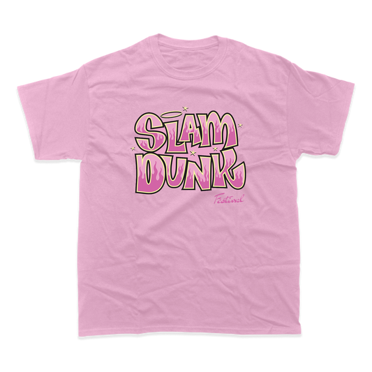 Pink bratz t-shirt featuring a soft short-sleeve design with bold stylized siam dunk graphic and star accents