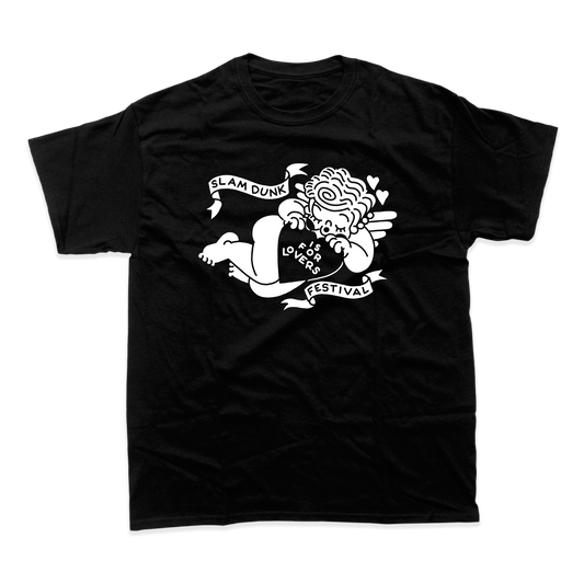 Black cherub t-shirt with slam dunk heart graphic