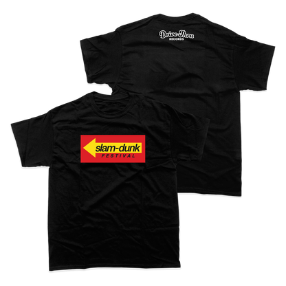 Black DRIVE THRU RECORDS T-SHIRT with logos, perfect records t-shirt for music fans