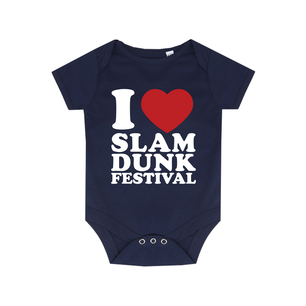 Navy blue I Love Slam Dunk Babygrow for stylish baby apparel lovers