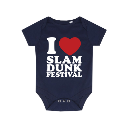 Navy blue I Love Slam Dunk Babygrow for stylish baby apparel lovers