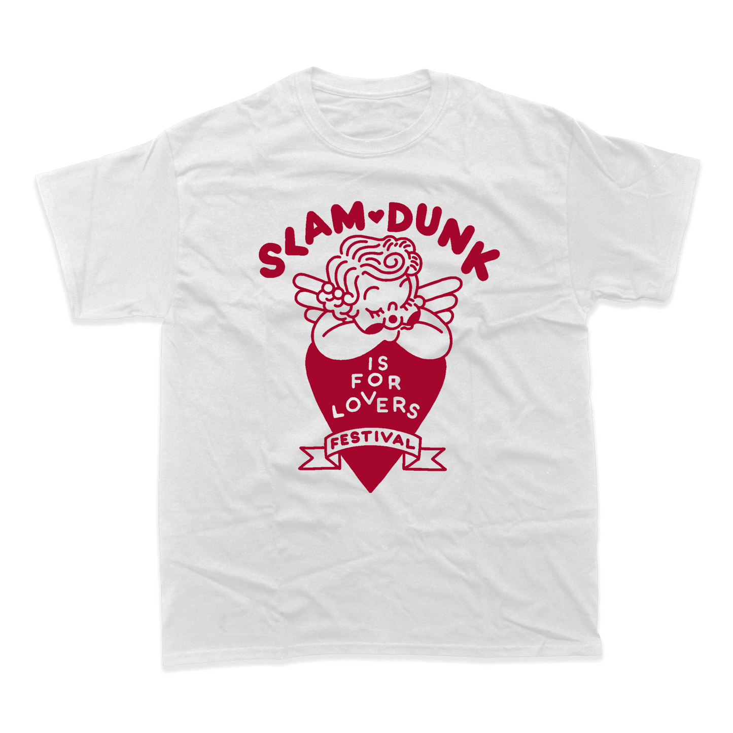 White Lovers T-Shirt with red Slam Dunk angel graphic