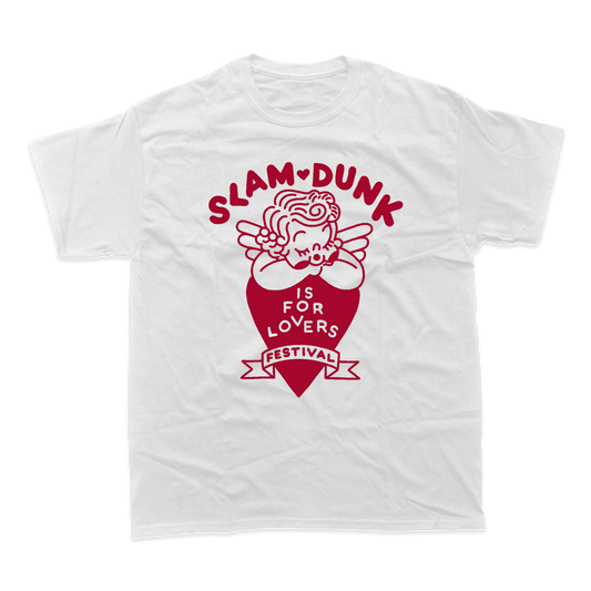 White Lovers T-Shirt with red Slam Dunk angel graphic