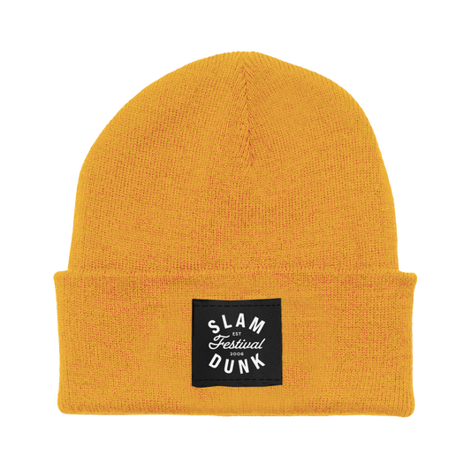Yellow knit beanie with logo for SINCE 06 BEANIE MUSTARD product