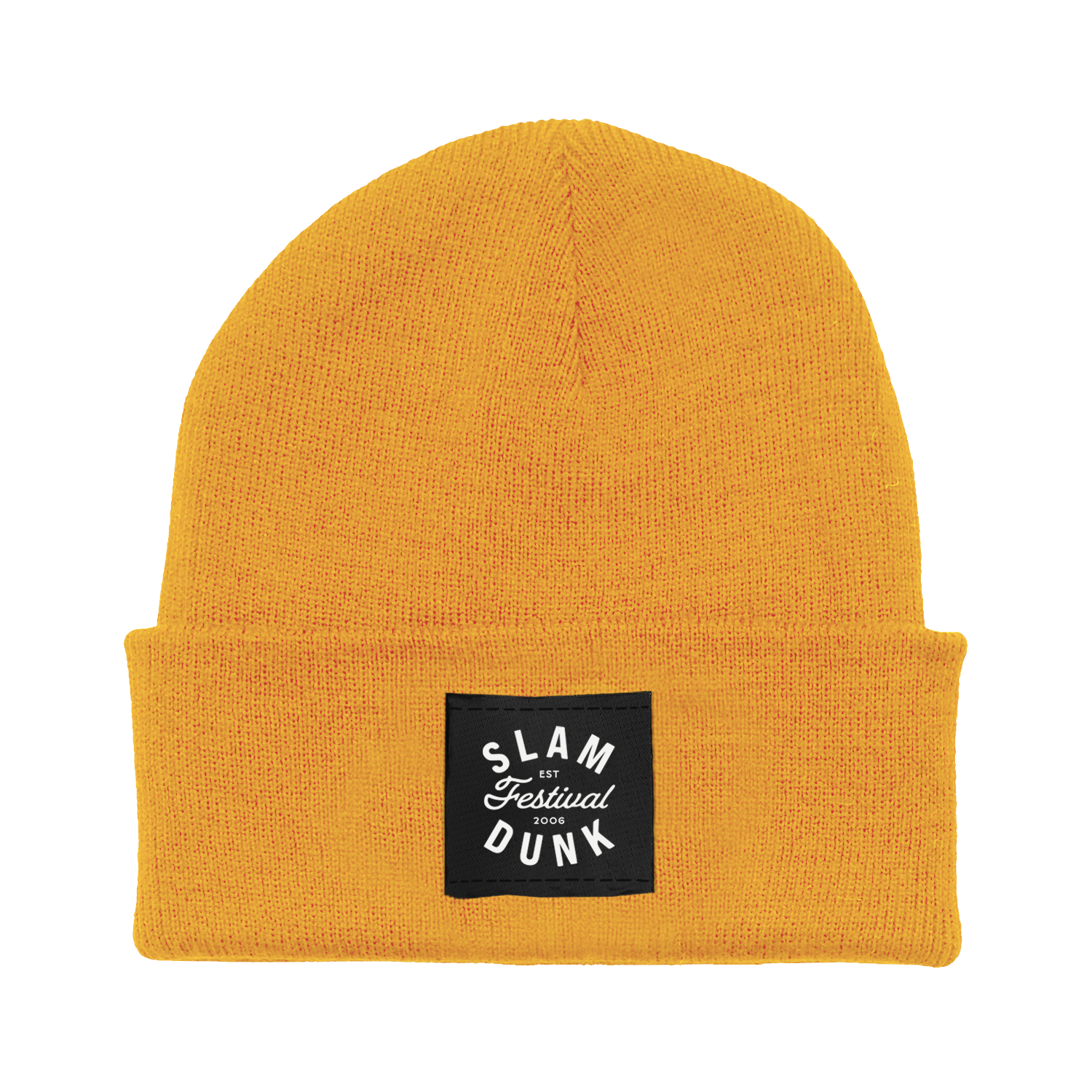 Yellow knit beanie with logo for SINCE 06 BEANIE MUSTARD product