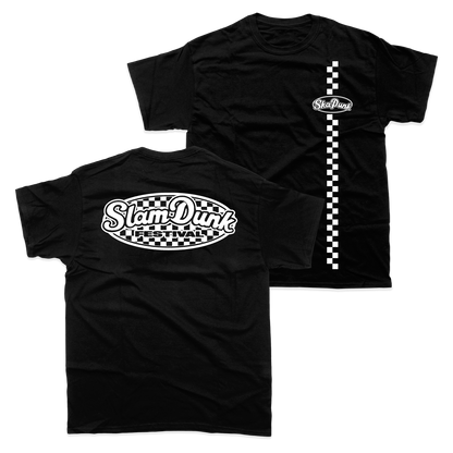 Black SLAM DUNK X SKA PUNK T-SHIRT featuring checkered stripe and logo design