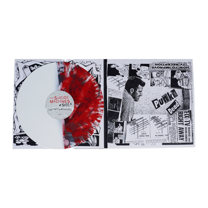 The suicide machines destruction by definition lp features a translucent red and white splatter vinyl with punk album art