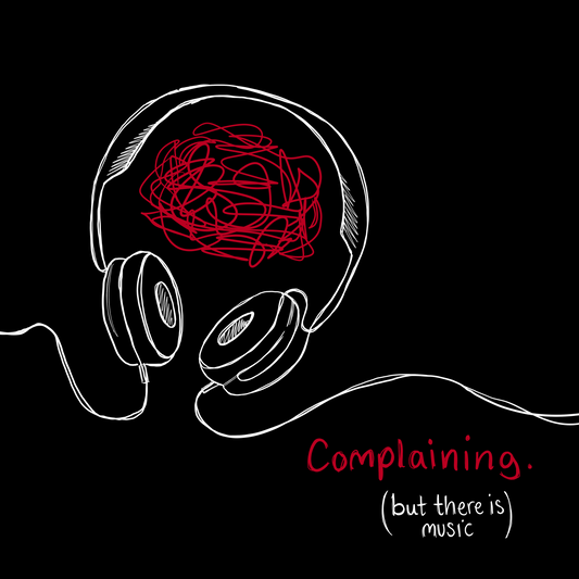 White headphones with red scribble for alternative rock music listening The Tyne digital