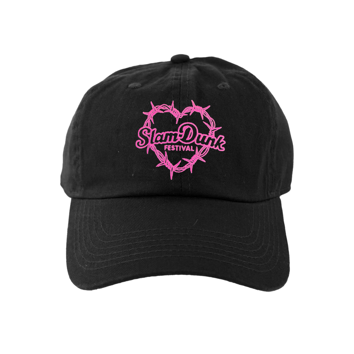 Black wire heart cap with pink heart-shaped barbed wire design for stylish wear