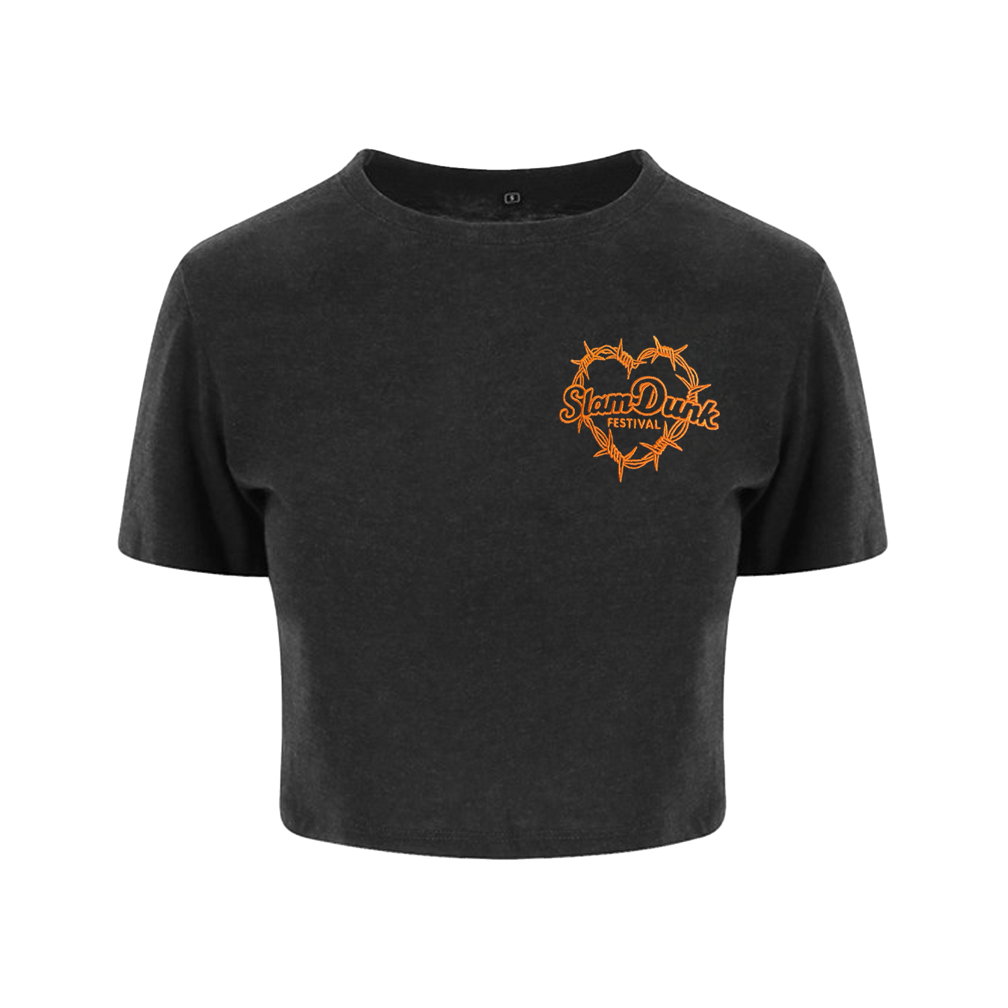 Black Wire Heart Crop Top with Graphic for trendy heart crop fashion