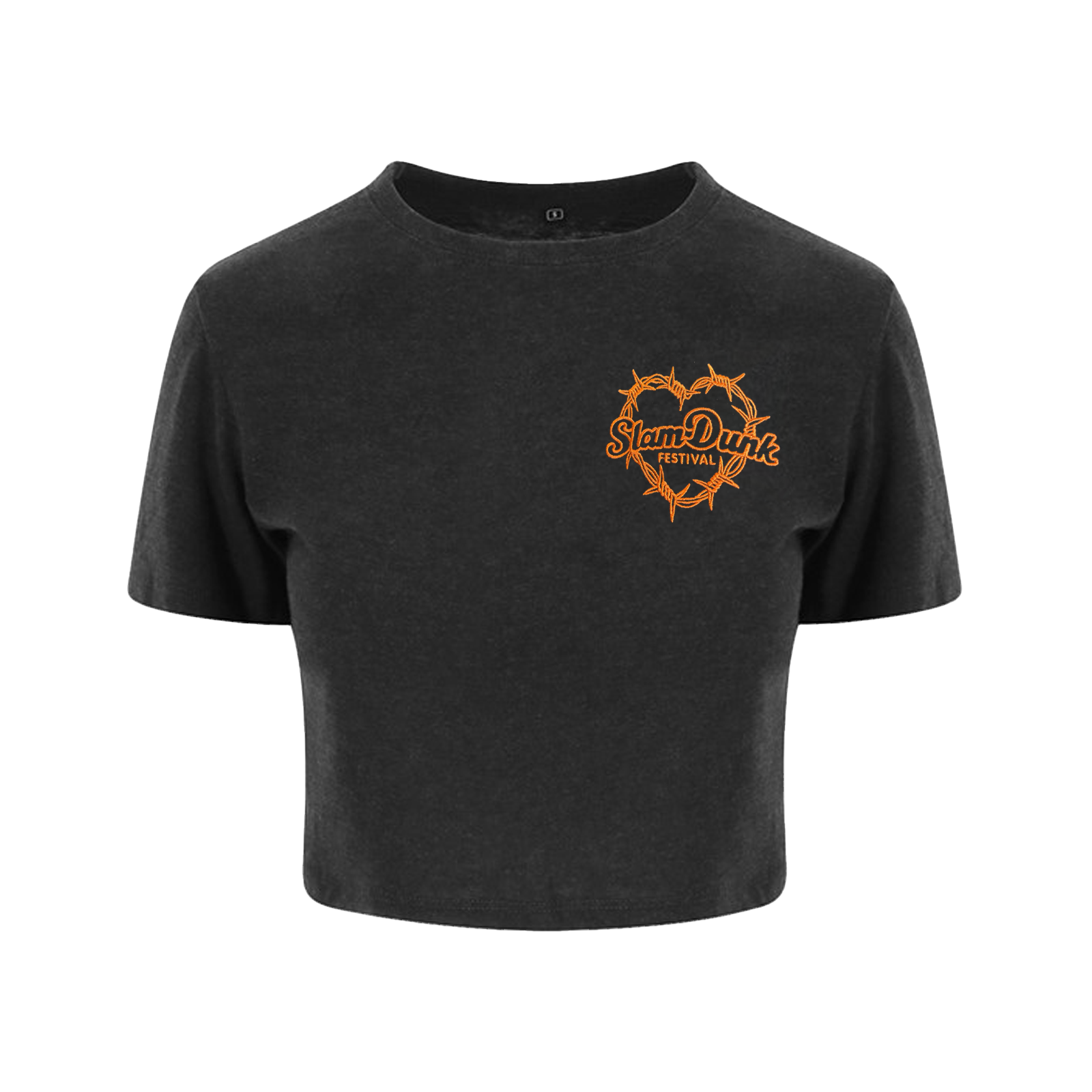 Black Wire Heart Crop Top with Graphic for trendy heart crop fashion
