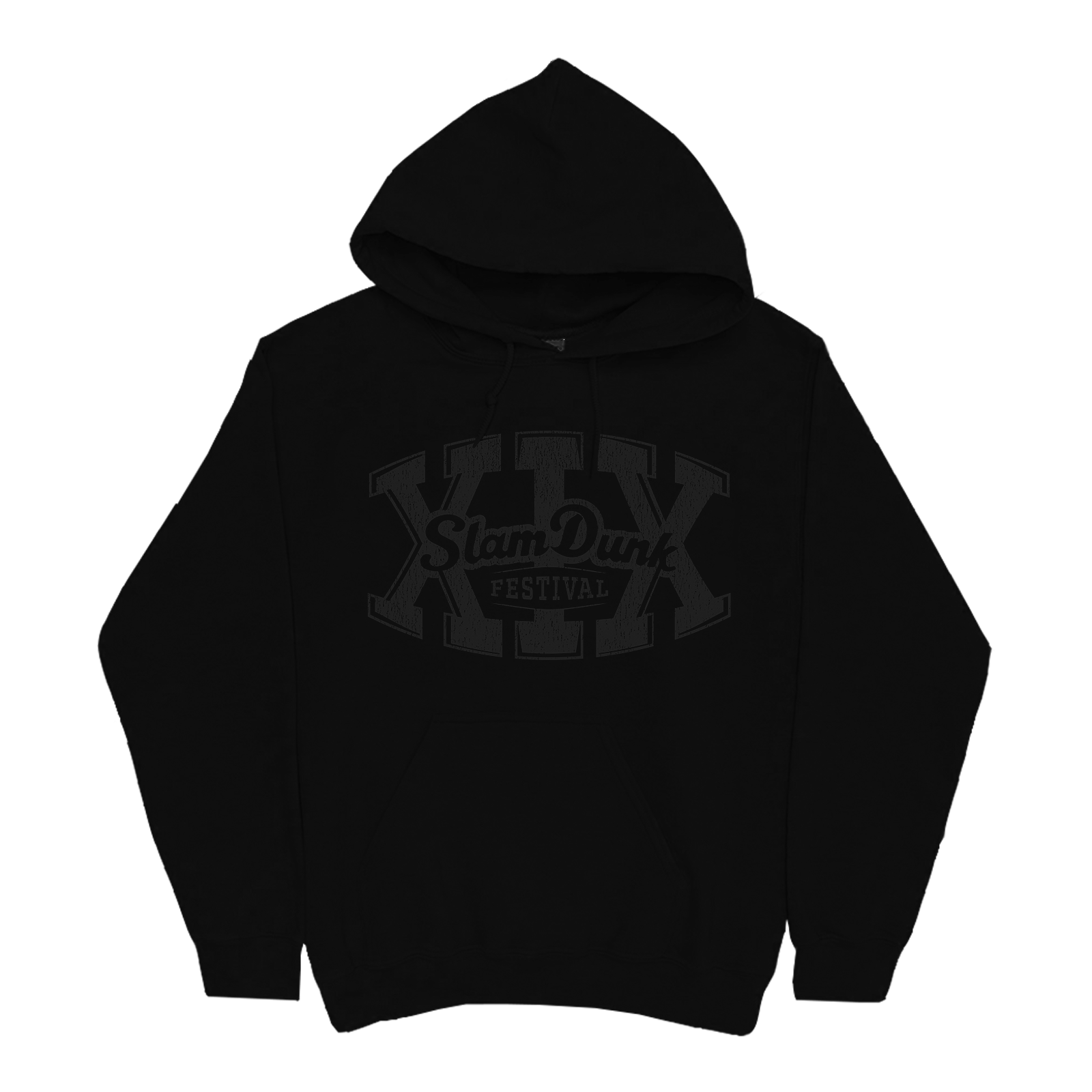 Black Hooded Sweatshirt - XIX Hoodie in Black/Black with Printed Design